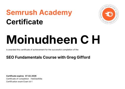 Semrush Academy Certificate