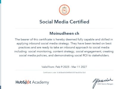 Hubspot Social Media Certificate